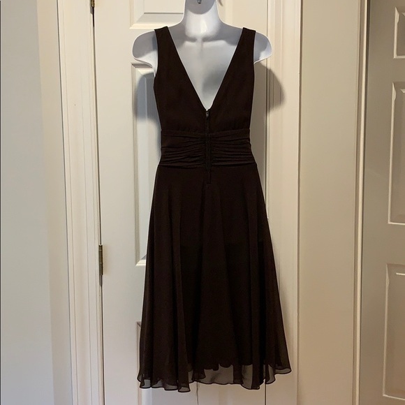 Newman Marcus Tadashi Brown Silk Dress - Picture 3 of 6